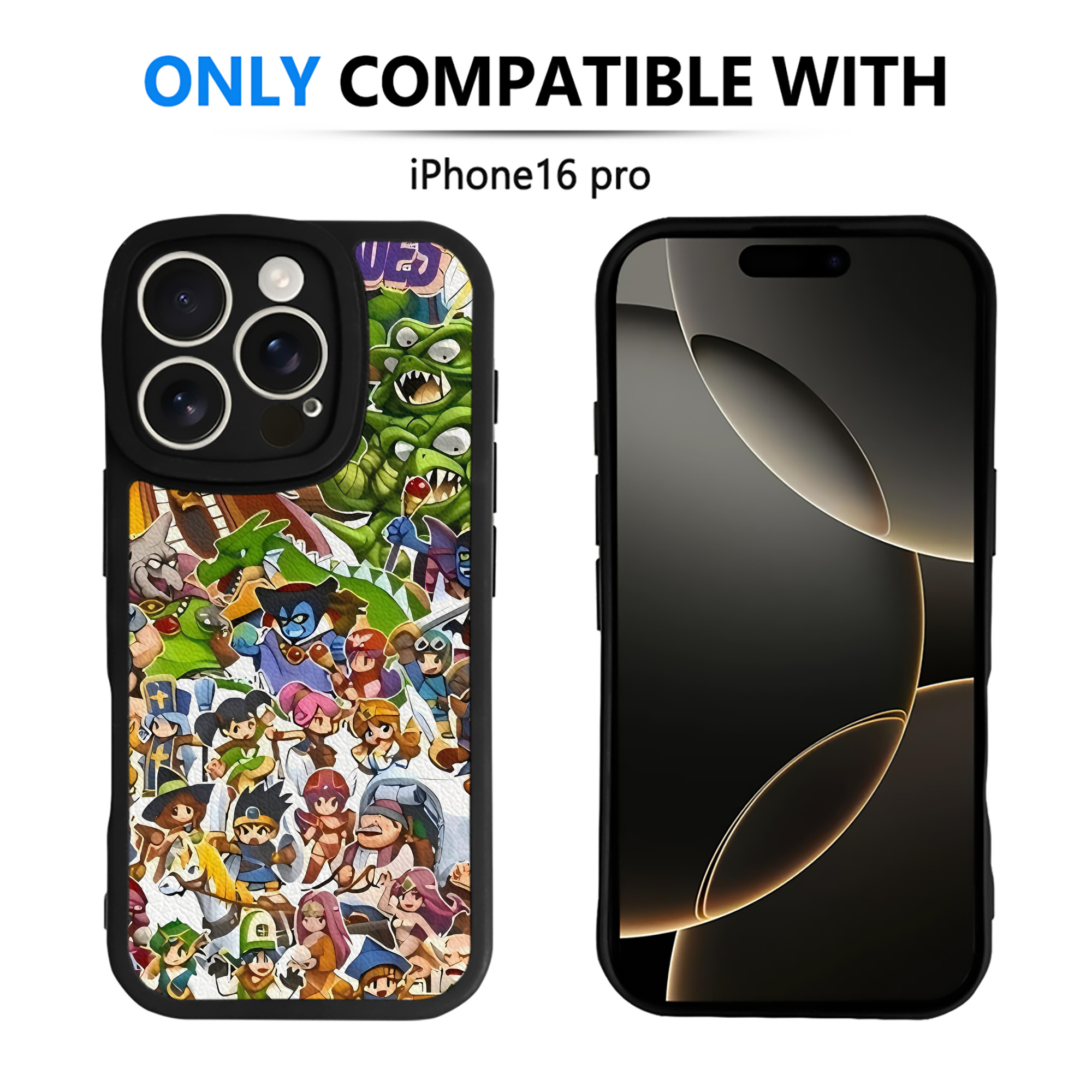 （画像用） ドラゴンクエスト Doragon Kuesuto Dragon Quest 【iPhone 16シリーズ対応】シリコンスマホケース（レザー調） 材質：シリコン